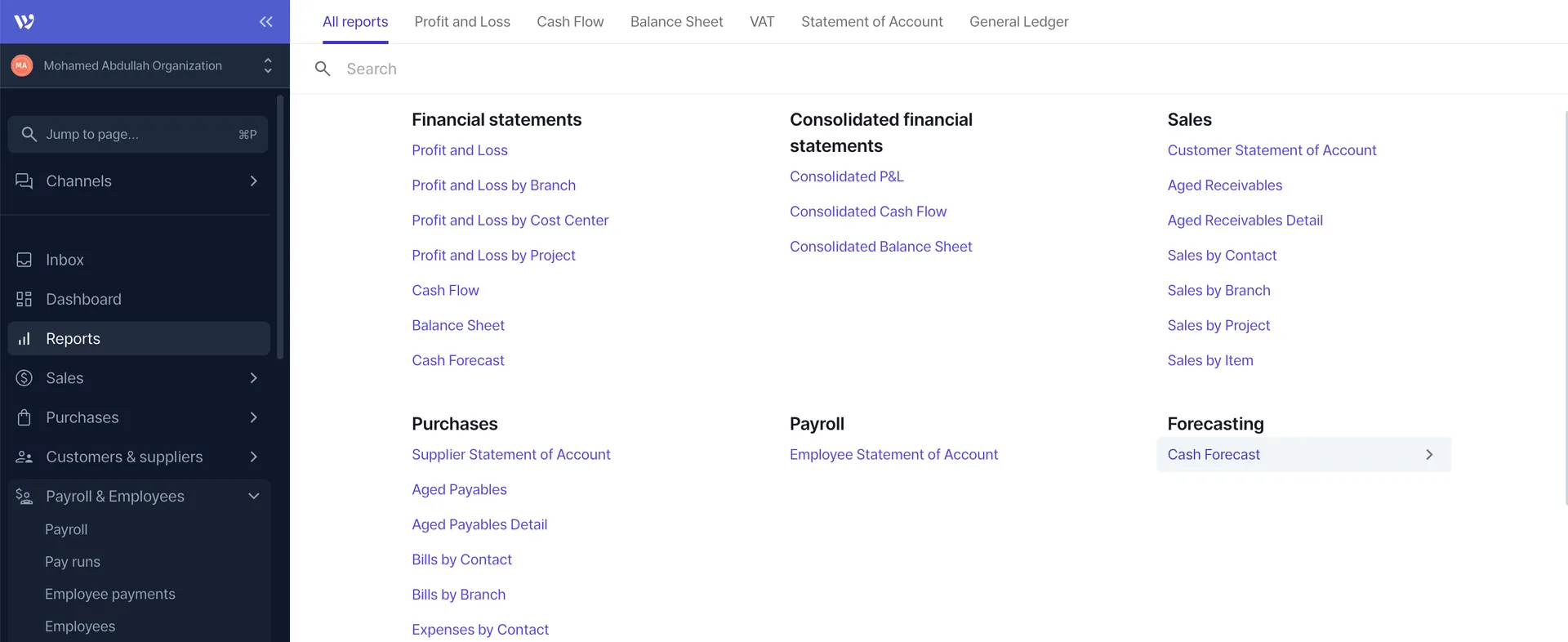 How to Extract a Financial Forecast Report from Wafeq